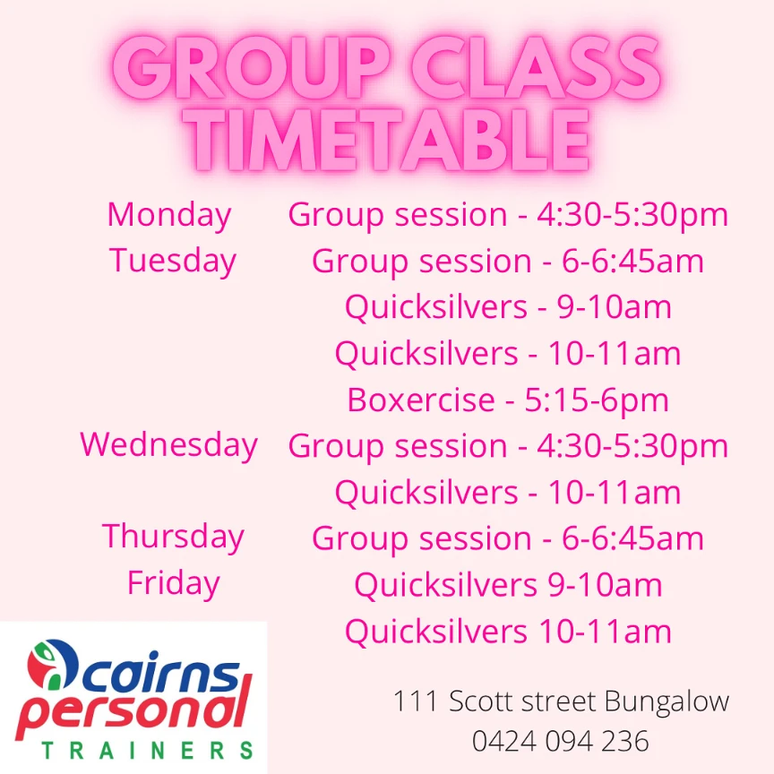 cairns groups size timetable - may 2025